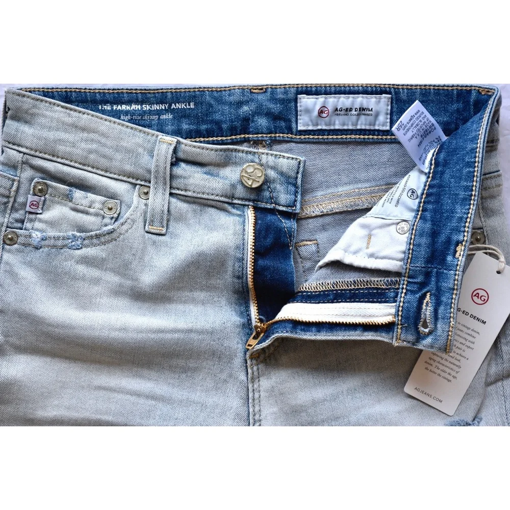 AG ADRIANO GOLDSCHMIED NWT FARRAH HIGH RISE SKINNY ANKLE 24Y SEABIRD JEAN. SZ 25 - Picture 11 of 13